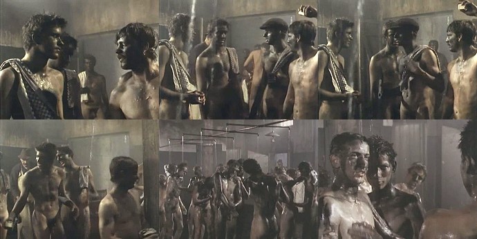 naked miners take shower