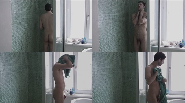 naked hunk showering in German movie