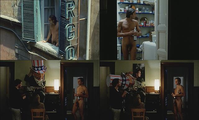 nude man walking at home in movie