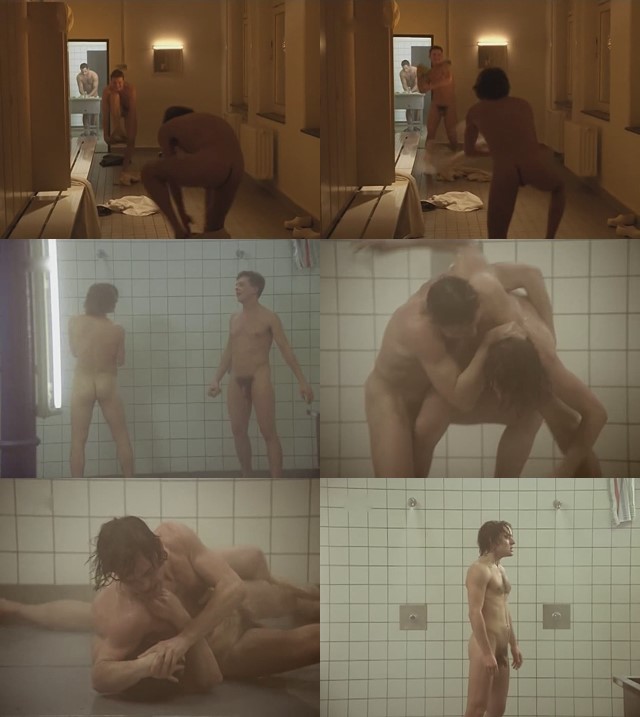 nude men fight in common male showers